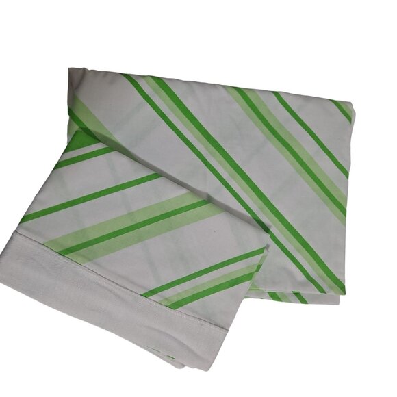 Vintage Pillowcases Cannon Sheets Striped Handmade Unique 22" x 29" MOD 70s - Picture 1 of 6